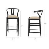 Trixie Black Wood Frame w/ Dark Taupe Fabric Seat Bar Stool by Mercana at Eve Furniture