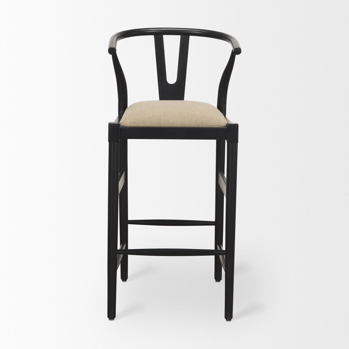 Trixie Black Wood Frame w/ Dark Taupe Fabric Seat Bar Stool by Mercana at Eve Furniture