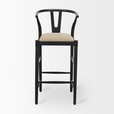 Trixie Black Wood Frame w/ Dark Taupe Fabric Seat Bar Stool by Mercana at Eve Furniture