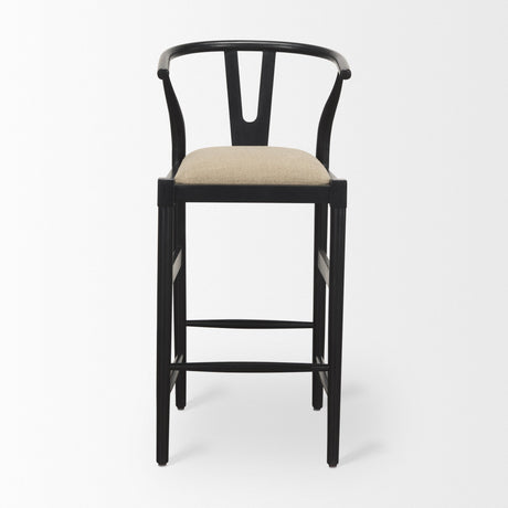 Trixie Black Wood Frame w/ Dark Taupe Fabric Seat Bar Stool by Mercana at Eve Furniture