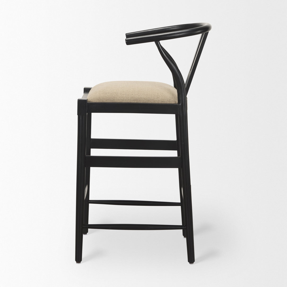 Trixie Black Wood Frame w/ Dark Taupe Fabric Seat Bar Stool by Mercana at Eve Furniture