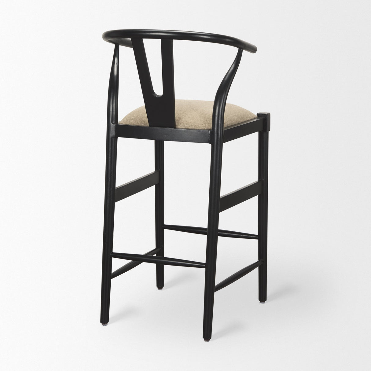Trixie Black Wood Frame w/ Dark Taupe Fabric Seat Bar Stool by Mercana at Eve Furniture