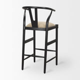 Trixie Black Wood Frame w/ Dark Taupe Fabric Seat Bar Stool by Mercana at Eve Furniture