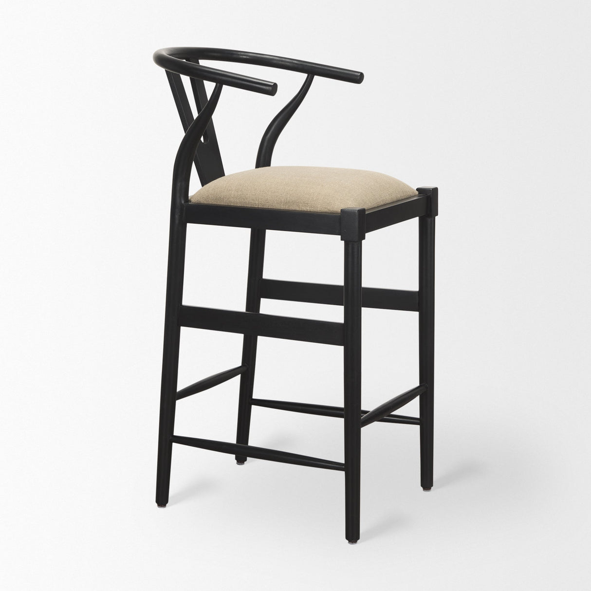 Trixie Black Wood Frame w/ Dark Taupe Fabric Seat Bar Stool by Mercana at Eve Furniture