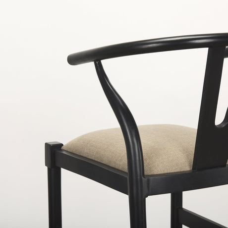 Trixie Black Wood Frame w/ Dark Taupe Fabric Seat Bar Stool by Mercana at Eve Furniture