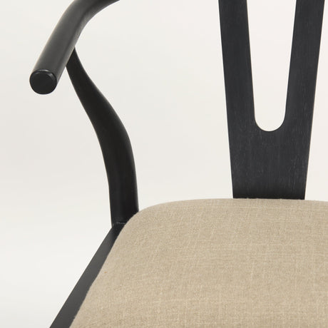 Trixie Black Wood Frame w/ Dark Taupe Fabric Seat Bar Stool by Mercana at Eve Furniture