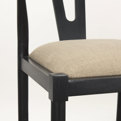 Trixie Black Wood Frame w/ Dark Taupe Fabric Seat Bar Stool by Mercana at Eve Furniture