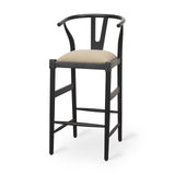 Trixie Black Wood Frame w/ Dark Taupe Fabric Seat Bar Stool by Mercana at Eve Furniture