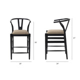 Trixie Black Wood Frame w/ Dark Taupe Fabric Seat Counter Stool by Mercana at Eve Furniture