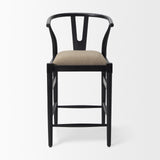 Trixie Black Wood Frame w/ Dark Taupe Fabric Seat Counter Stool by Mercana at Eve Furniture
