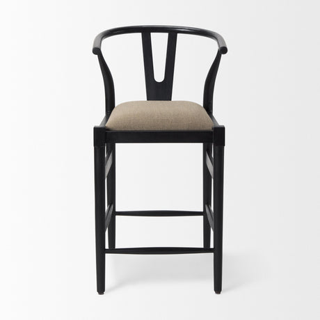 Trixie Black Wood Frame w/ Dark Taupe Fabric Seat Counter Stool by Mercana at Eve Furniture
