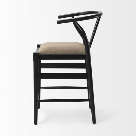 Trixie Black Wood Frame w/ Dark Taupe Fabric Seat Counter Stool by Mercana at Eve Furniture
