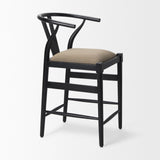 Trixie Black Wood Frame w/ Dark Taupe Fabric Seat Counter Stool by Mercana at Eve Furniture