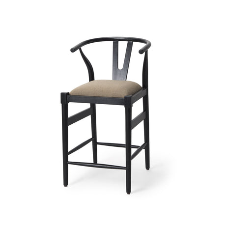 Trixie Black Wood Frame w/ Dark Taupe Fabric Seat Counter Stool by Mercana at Eve Furniture