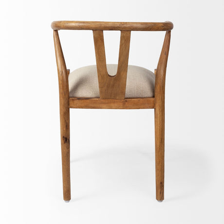 Trixie Cream Fabric Seat Brown Wood Frame Dining Chair by Mercana at Eve Furniture