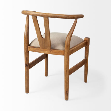 Trixie Cream Fabric Seat Brown Wood Frame Dining Chair by Mercana at Eve Furniture