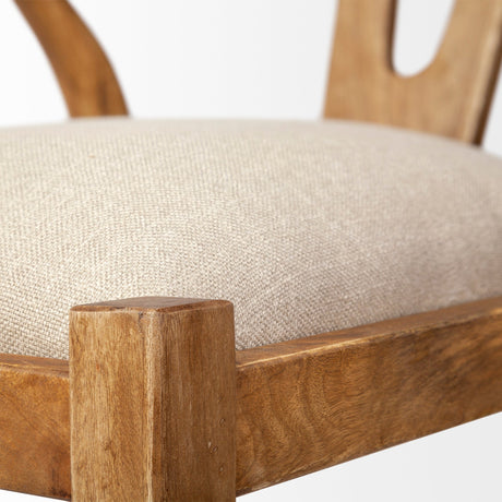 Trixie Cream Fabric Seat Brown Wood Frame Dining Chair by Mercana at Eve Furniture
