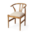 Trixie Cream Fabric Seat Brown Wood Frame Dining Chair by Mercana at Eve Furniture