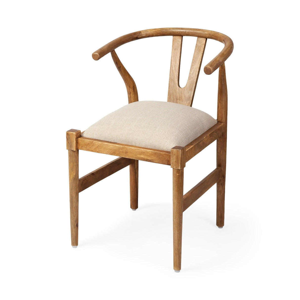 Trixie Cream Fabric Seat Brown Wood Frame Dining Chair by Mercana at Eve Furniture