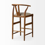 Trixie Cream Upholstered Seat Brown Wood Frame Bar Stool by Mercana at Eve Furniture