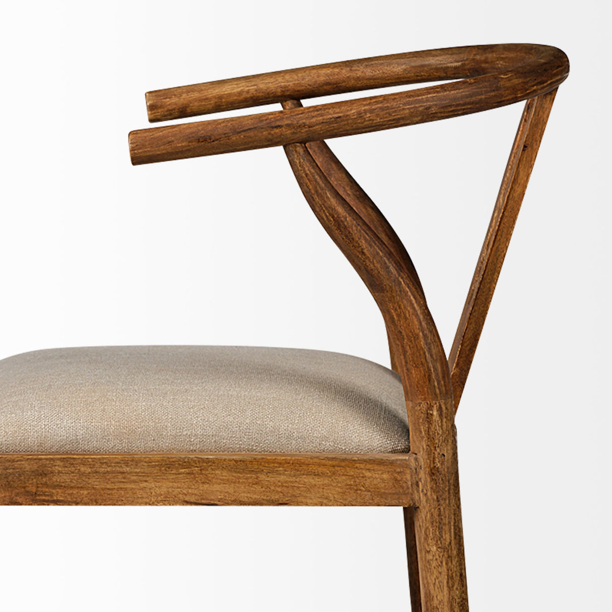 Trixie Cream Upholstered Seat Brown Wood Frame Bar Stool by Mercana at Eve Furniture