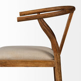 Trixie Cream Upholstered Seat Brown Wood Frame Bar Stool by Mercana at Eve Furniture