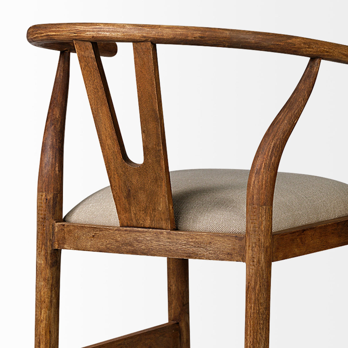 Trixie Cream Upholstered Seat Brown Wood Frame Bar Stool by Mercana at Eve Furniture