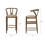 Trixie Cream Upholstered Seat Brown Wood Frame Bar Stool by Mercana at Eve Furniture