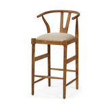 Trixie Cream Upholstered Seat Brown Wood Frame Bar Stool by Mercana at Eve Furniture