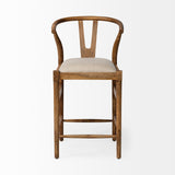 Trixie Cream Upholstered Seat Brown Wood Frame Counter Stool by Mercana at Eve Furniture