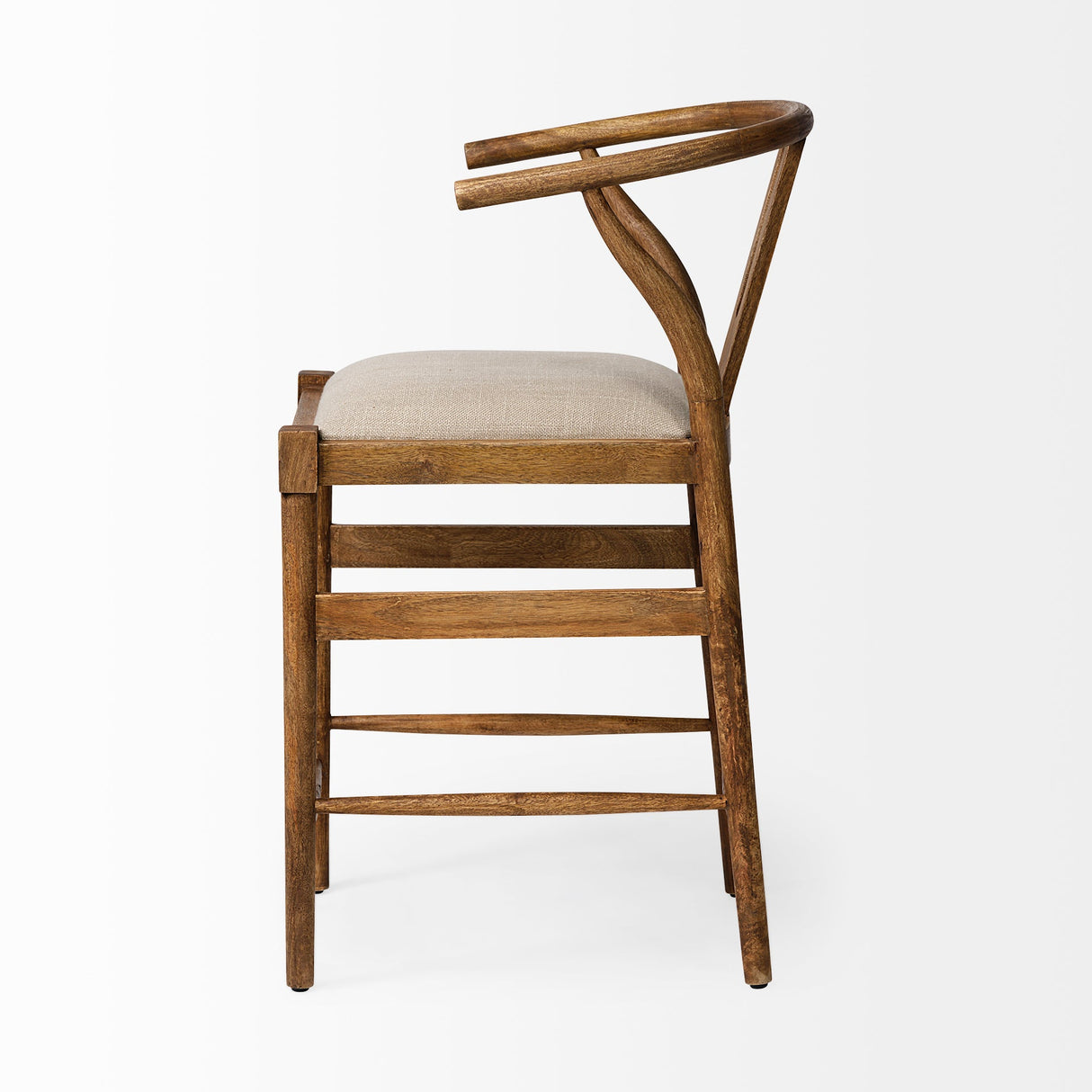 Trixie Cream Upholstered Seat Brown Wood Frame Counter Stool by Mercana at Eve Furniture
