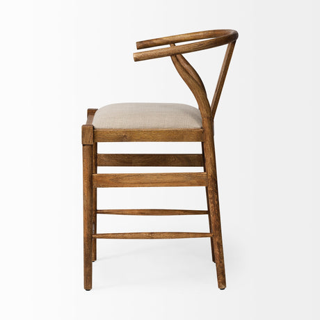 Trixie Cream Upholstered Seat Brown Wood Frame Counter Stool by Mercana at Eve Furniture