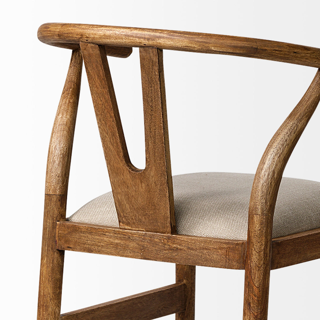 Trixie Cream Upholstered Seat Brown Wood Frame Counter Stool by Mercana at Eve Furniture