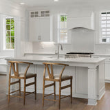 Trixie Cream Upholstered Seat Brown Wood Frame Counter Stool by Mercana at Eve Furniture