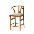 Trixie Cream Upholstered Seat Brown Wood Frame Counter Stool by Mercana at Eve Furniture