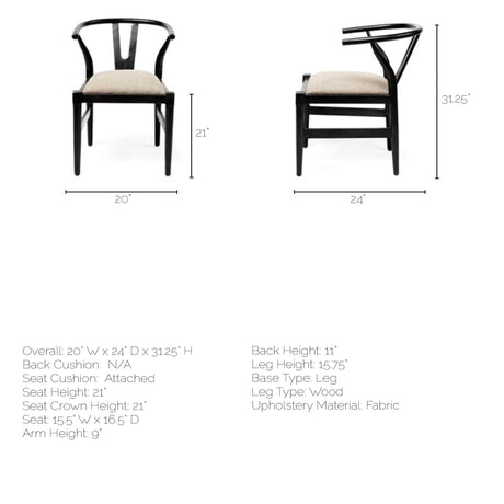 Trixie I Black Wooden Base w/ Dark Taupe Fabric Seat Dining Chair by Mercana at Eve Furniture