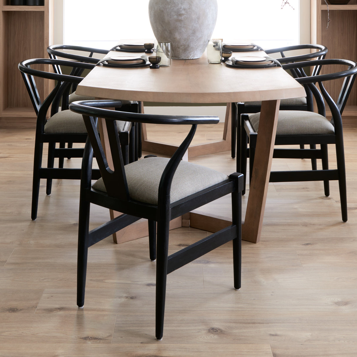 Trixie I Black Wooden Base w/ Dark Taupe Fabric Seat Dining Chair by Mercana at Eve Furniture