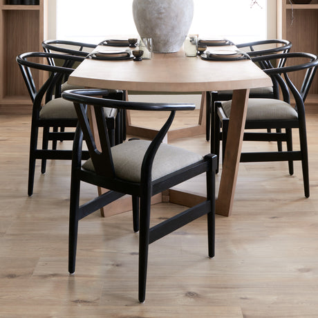 Trixie I Black Wooden Base w/ Dark Taupe Fabric Seat Dining Chair by Mercana at Eve Furniture