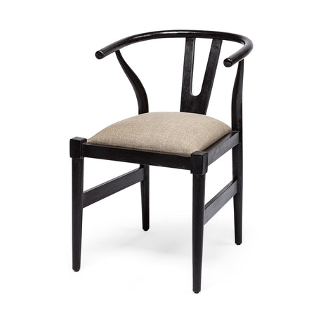 Trixie I Black Wooden Base w/ Dark Taupe Fabric Seat Dining Chair by Mercana at Eve Furniture