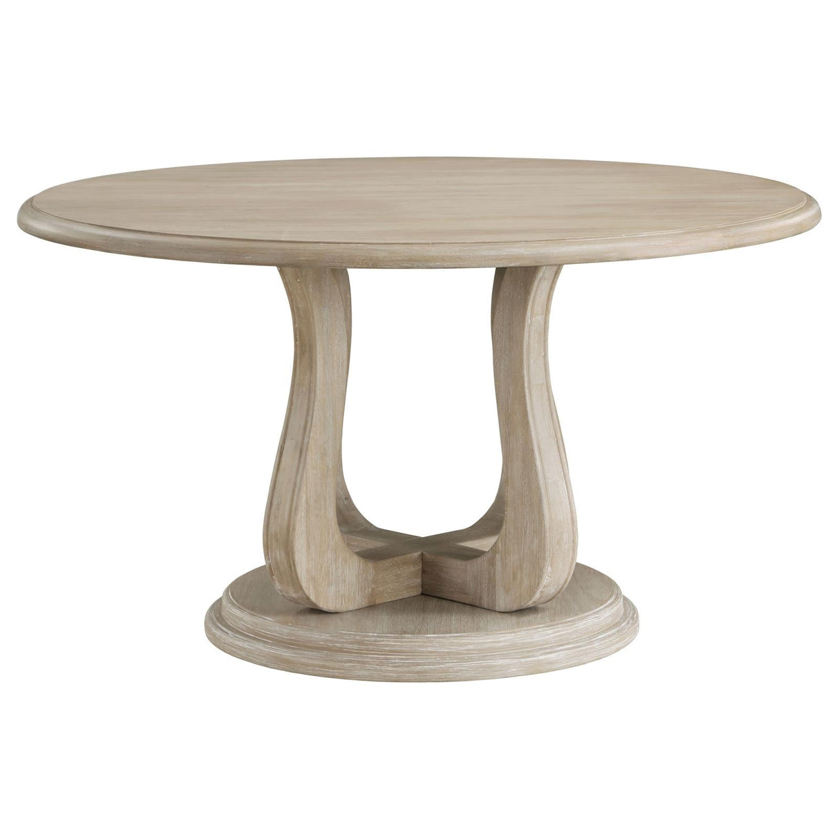 Trofello Round Dining Table with Curved Pedestal Base White Washed