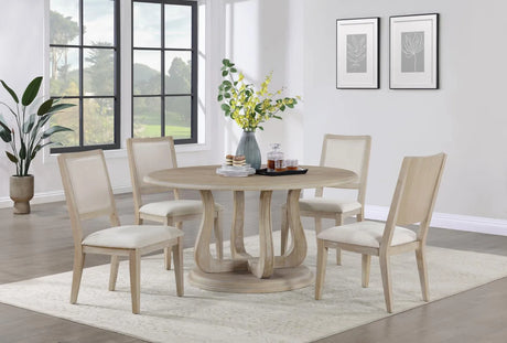 Trofello Upholstered Dining Side Chair White Washed and Beige (Set of 2) by Coaster at Eve Furniture