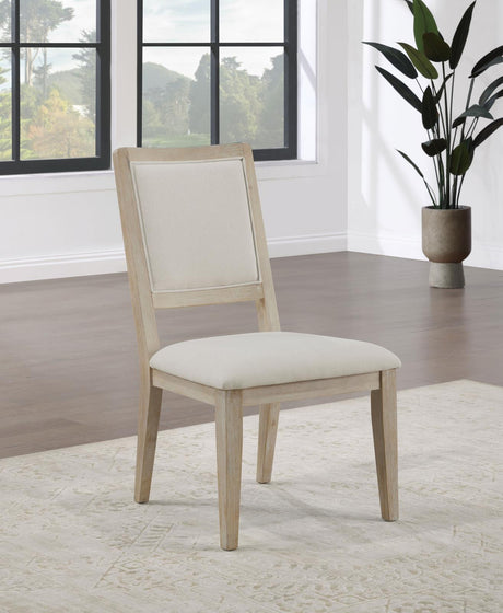 Trofello Upholstered Dining Side Chair White Washed and Beige (Set of 2) by Coaster at Eve Furniture