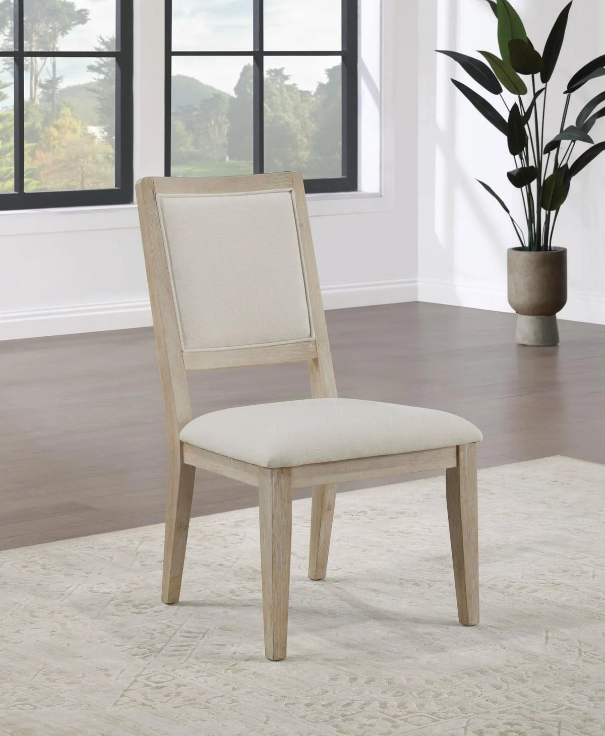 Trofello Upholstered Dining Side Chair White Washed and Beige (Set of 2) by Coaster at Eve Furniture