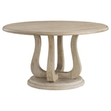 Trofello White Washed Round Dining Table with Curved Pedestal Base by Coaster at Eve Furniture