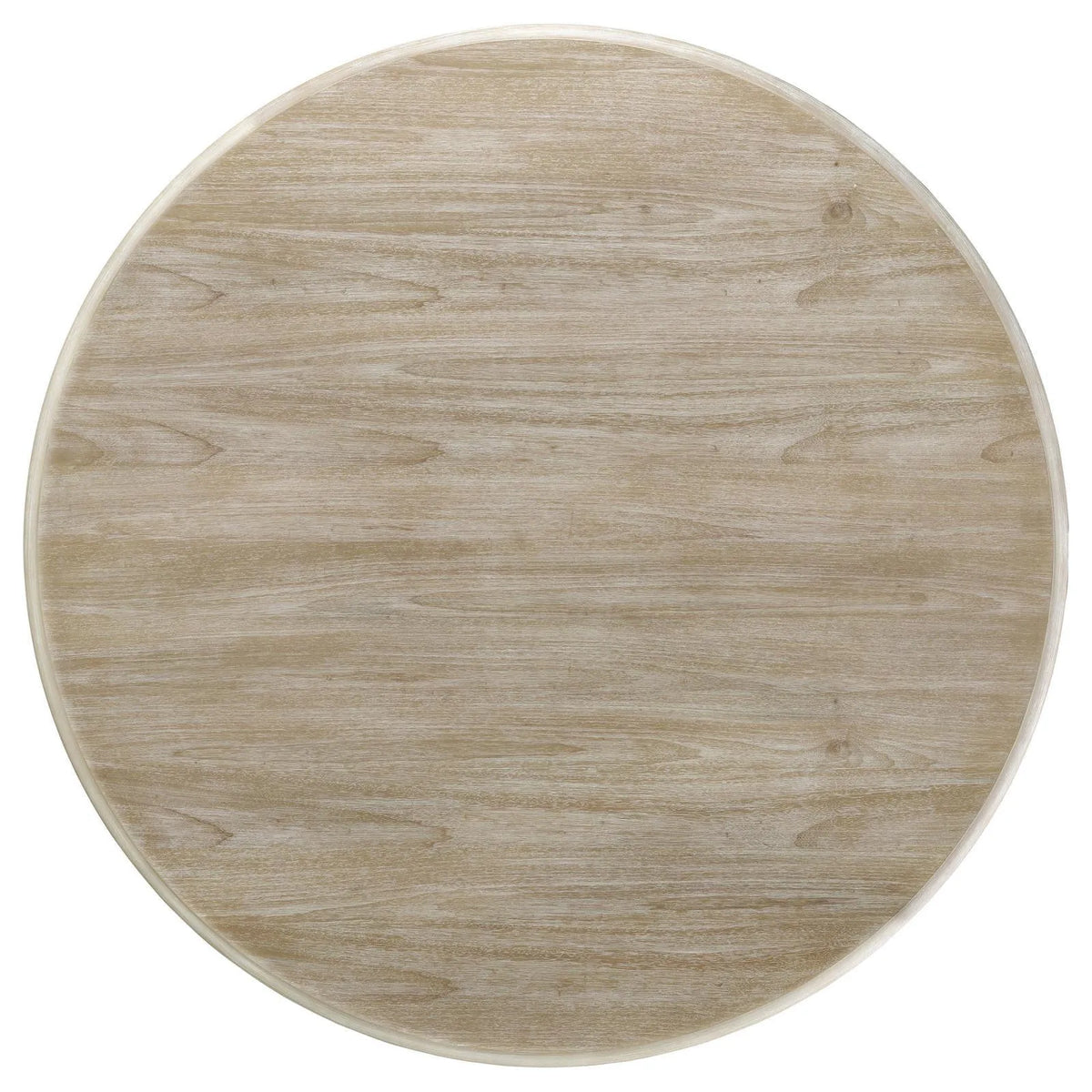 Trofello White Washed Round Dining Table with Curved Pedestal Base by Coaster at Eve Furniture