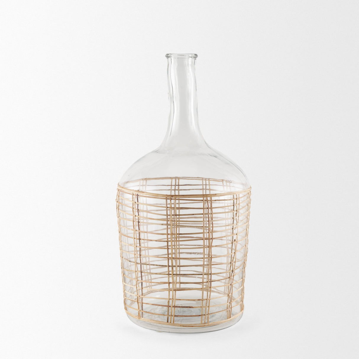 Troian Large Rattan Wrapped Glass Bottle by Mercana at Eve Furniture