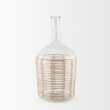 Troian Large Rattan Wrapped Glass Bottle by Mercana at Eve Furniture