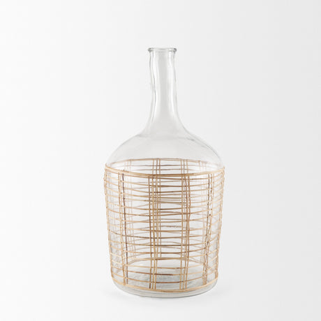 Troian Large Rattan Wrapped Glass Bottle by Mercana at Eve Furniture