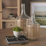 Troian Large Rattan Wrapped Glass Bottle by Mercana at Eve Furniture