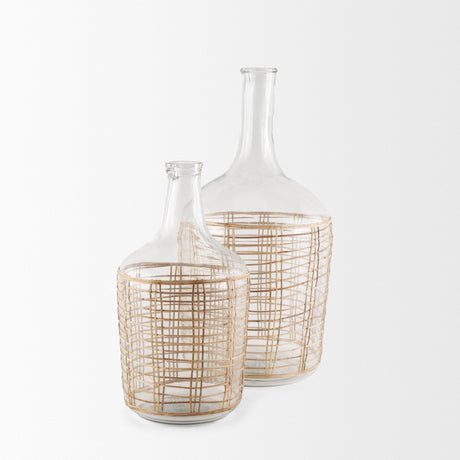 Troian Large Rattan Wrapped Glass Bottle by Mercana at Eve Furniture